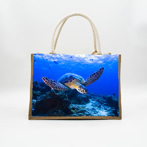 Bolso de <span class=keywords><strong>compras</strong></span> de arpillera liso al por mayor, bolso de <span class=keywords><strong>compras</strong></span> de yute de arpillera ecológico natural grande impreso personalizado, bolso de playa con logotipos - Product Image 4