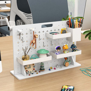 Estante de escritorio con tablero perforado, 2 niveles, tipo vertical, organizador multiusos para oficina, estante de almacenamiento para escritorio, dormitorio, sala de estar - Product Image 1