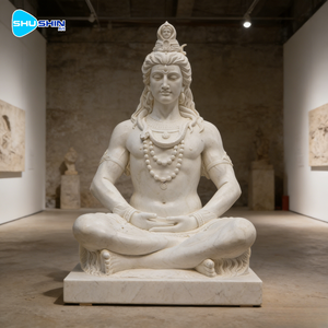 Scultura Maschile in Marmo Intagliata a Mano di Alta Qualità con Finitura Naturale e Design Tradizionale per Decorazione d'Interni - Product Image 4