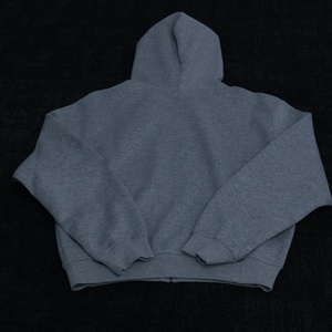 Sweat à capuche streetwear de haute qualité avec logo personnalisé, zippé, vintage, ample, décontracté, coupe carrée, épaules tombantes pour hommes - Product Image 3