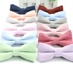 Children Pure Color Bowtie Formal Cotton Bow Tie Kid Classical Solid Bowties Colorful Butterfly Wedding Party Pet Tuxedo Ties