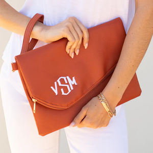 批发女士晚装包定制标志折叠手拿包wrislet钱包素食皮革手拿包 - Product Image 2