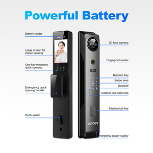Serrure de porte intelligente KROVI PR08 OEM Tuya avec code PIN, empreinte digitale, reconnaissance faciale 3D, Wi-Fi pour portes en alliage d'aluminium, bois et acier - Product Image 6