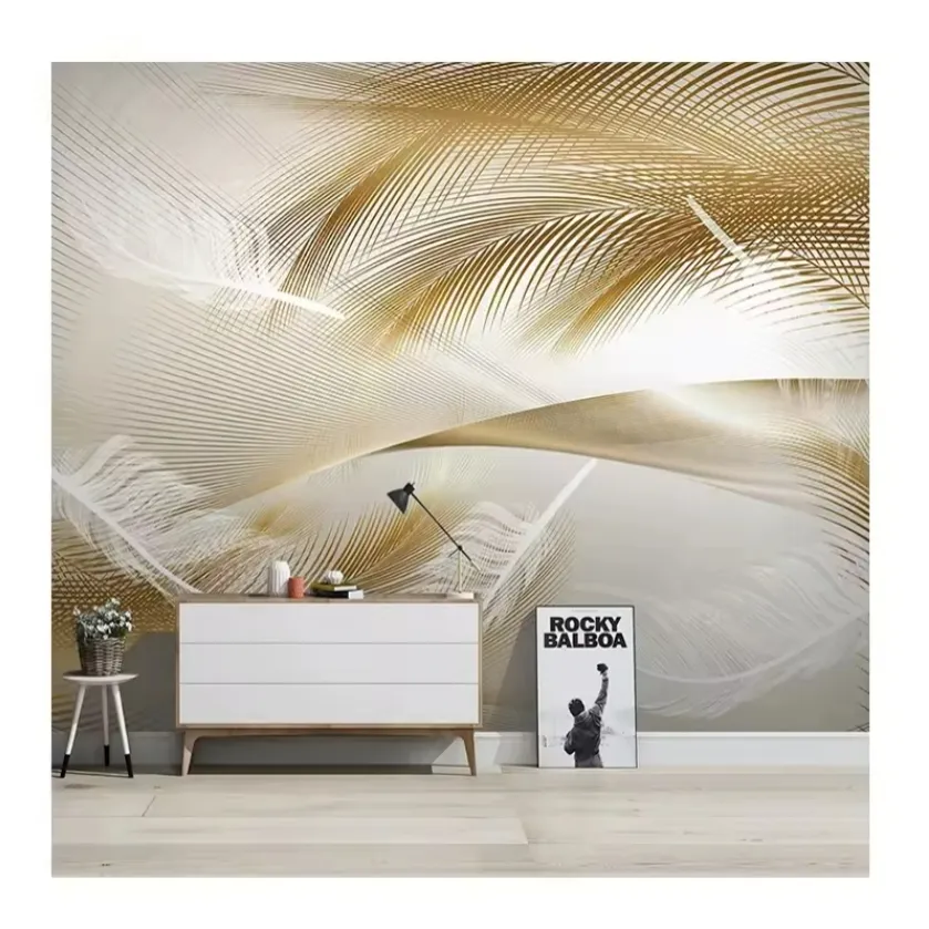 カスタム写真壁紙フェザー3Dゴールデンライン壁画リビングルームテレビソファ寝室抽象芸術壁壁画