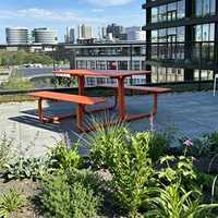 Ensemble banc et table d'extérieur en métal, résistant aux intempéries, durable, écologique, design moderne pour les cours, les cafés et les salons de thé