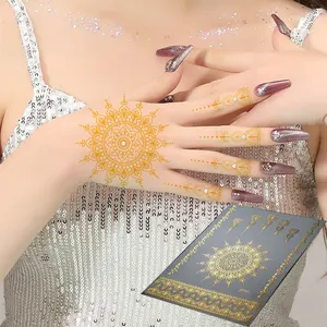 Adesivi personalizzati Gloden Henna henné Sexy carta <span class=keywords><strong>oro</strong></span> tatuaggio impermeabile 6 mesi donne Body Art tatuaggio temporaneo del tatuaggio adesivi - Product Image 3