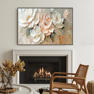 Floral Texture Minimalist Wall Arts Large <b>Canvas</b> Hand painted <b>Framed</b> Oil Painting Indoor home decor gift for housewarming - Product Image 4