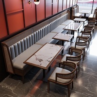 Ensemble de salle à manger en rotin robuste de qualité commerciale avec bordure en bois massif et plateau en pierre, mobilier de café pour restaurant et café