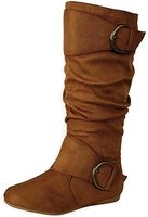 Xinzirain Bottes plates à fermeture à enfiler mi-mollet en daim noir personnalisées pour femmes