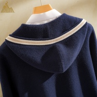 Cardigan à capuche en cachemire épais 2x2 à côtes jacquard, doux et chaud, tricoté, de luxe, personnalisé pour homme, calibre 12