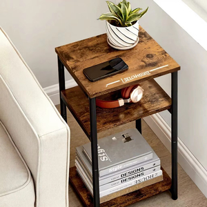 Tavolino da Caffè Multifunzionale a 3 Ripiani, Design <span class=keywords><strong>Industriale</strong></span> in Finto Legno e Metallo, Smontabile, Design Moderno per <span class=keywords><strong>Arredamento</strong></span> <span class=keywords><strong>Soggiorno</strong></span> - Product Image 3