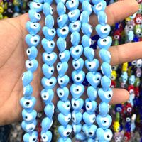Perles de verre de murano Millefiori faites à la main pour la fabrication de bijoux DIY (cœur mauvais œil)