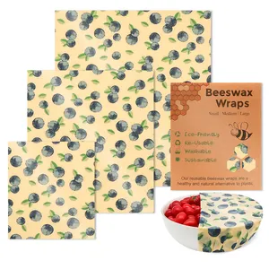Hot Selling Beeswax Food Wraps Organic Sustainable Color Pattern Washable Biodegradable Beeswax Food Wrap Bee Wax