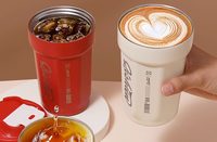 Mug de voyage en acier inoxydable - 450 ml, tasse à café réutilisable de forme octogonale en diamant