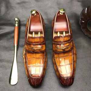 Mocasines de lujo para <span class=keywords><strong>hombre</strong></span>, piel de cocodrilo genuina, Formal para <span class=keywords><strong>hombre</strong></span>, oficina, vestido de piel de cocodrilo para <span class=keywords><strong>hombre</strong></span> - Product Image 4