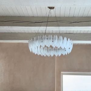 Artistique Blanc Verre Plume D'oie LED lustre créatif villa chambre Éclairage Lustre <span class=keywords><strong>Suspension</strong></span> Luminaire Lampen Pour Foyer - Product Image 4