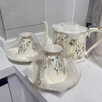 QIAN HU décor à la maison moderne Vintage classique chine service à thé en céramique théière en porcelaine tasse avec boîte de cadeaux de café pour le thé de l'après-midi