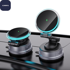 <span class=keywords><strong>Chargeur</strong></span> de voiture sans fil magnétique Qi2 15W USB-C PD, rotation à 360°, 2 fois plus rapide, pour support de tableau de bord à ventouse avec anneau LED - Product Image 1
