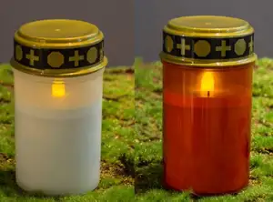 Newish 교회 기도 야외 사용 배터리 운영 묘지 종교 촛불 비바람에 견디는 led 무덤 조명