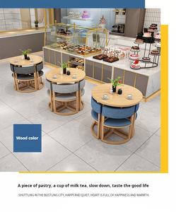 وصل حديثًا أطقم أثاث المطاعم طاولات رخامية ملونة مستديرة من الخشب الصلب وأطقم كراسي للمقاهي والمطاعم - Product Image 2