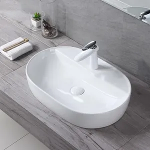 High Temperature Oval Ceramic Art Wash Basin Porcelain Lavabo Sink Above Counter Bathroom Sink