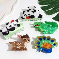 SHESHARES Pince à Cheveux Mignonne Animaux Kawaii – Panda, Crocodile, Paon, Cerf – Accessoires pour Cheveux à Forte Adhérence