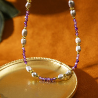 Bracelet en perles grises baroques naturelles, collier élégant et polyvalent en améthyste, bijoux chics pour femmes, à porter au quotidien, tenue décontractée
