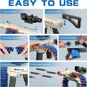 Lançador de Brinquedo AK com Carregador para 30 Dardos, Arma Elétrica Automática de Repetição com Bala Macia, Brinquedos de Tiro ao Ar Livre - Product Image 4
