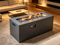 Ensembles de meubles d'extérieur, foyer à gaz en béton, brûleur rectangulaire, table de feu au gaz GPL, foyers extérieurs au gaz