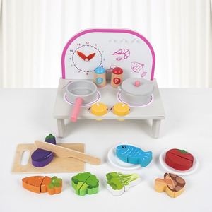 BPA-Free Non-Toxic Sturdy Wood Mini Wooden Foldable Portable Toy Stove Pretend Kitchen Play <b>Set</b> with Cooking Accessories - Product Image 2