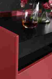 Modern Red Black Nightstand Drawer Wood <strong>Bedside</strong> <strong>Table</strong> <strong>Oak</strong> Minimalist Bedroom Storage Cabinet - Product Image 5