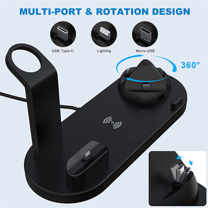 Support de chargeur sans fil magnétique 4 en 1, charge rapide 15W, aimant puissant pour iPhone, <span class=keywords><strong>Airpods</strong></span>, iWatch, <span class=keywords><strong>Android</strong></span>, multi-appareils - Product Image 5