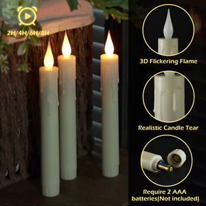 6 bougies coniques sans flamme ivoire avec télécommande et minuterie, bougies <span class=keywords><strong>LED</strong></span> à piles de 7 pouces pour la décoration de la maison, des fêtes et des mariages - Product Image 4