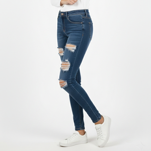 Stock di abbigliamento in eccesso: <span class=keywords><strong>Jeans</strong></span> skinny in denim di cotone casual da donna, con etichette di marca, a basso prezzo, lotto di surplus - Product Image 2
