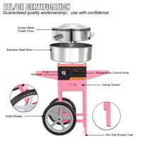 Nouvelle machine à barbe à papa commerciale avec chariot 1000W 110V/220V 1L Capacité Facile à utiliser pour une utilisation en fête Rose