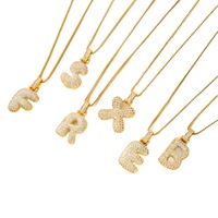 Collar para Mujer con Colgante de Letra Burbuja del Alfabeto en Acero Inoxidable Chapado en Oro con Circonitas, Robusto, con Inicial del Nombre