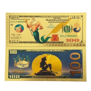 2026 5 Tipos de Billetes de Anime de <span class=keywords><strong>Sirenita</strong></span> de América Bañados en Oro de 24K para Regalos - Product Image 4