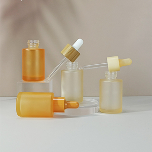 Luxury Cosmetic Glass Packaging 20ml 30ml 60ml Flat Shoulder Serum <b>Bottle</b> Cylinder Orange Dropper <b>Bottle</b> Screen Skin Care Cream - Product Image 4