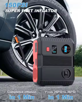 Démarreur de voiture 3000A 12V, booster de batterie portable 24000mAh, compresseur d'air 150 PSI, kit d'outils d'urgence
