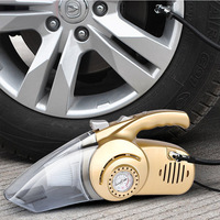 Pompe à air électrique portative 4-en-1 puissante 12V avec aspirateur et éclairage LED pour voiture et mesure de pression