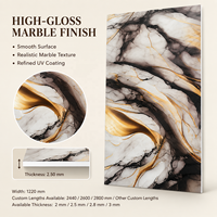 Panneau mural en PVC brillant MORLENX, effet marbre UV, noir cuivre, pour projets d'aménagement intérieur de luxe dans l'hôtellerie