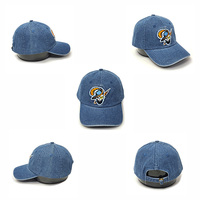Casquette de baseball en denim de coton non structurée avec visière courbée, personnalisable avec patch brodé en tissu à motif de dessin animé, vente en gros