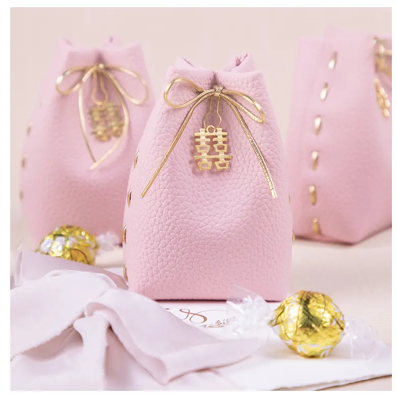 Yy – sac à biscuits en cuir pour fête de mariage, boîtes à dragées Souvenir de mariage, boîtes à bonbons de remerciement