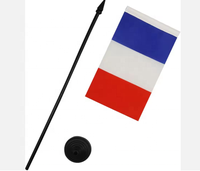 Drapeau de bureau du drapeau français 2026, petit mini drapeau de table de la France, base en aluminium, techniques d'impression numérique