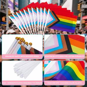 Bandera del Orgullo LGBT de Poliéster de una Sola Cara con Asta de Plástico Resistente a la Decoloración y al Desgarro - Product Image 3