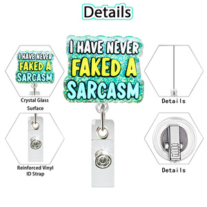 Porte-badge en acrylique avec lettres de la série médicale, en plastique pailleté, pour étudiants, infirmières et personnel soignant, avec enrouleur de badge - Product Image 4