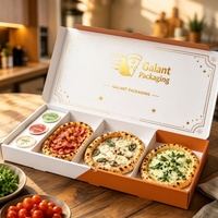 Boîte à pizzas personnalisée pour la famille, 3 pièces, 3-en-1, avec emplacement pour coupelle de sauce, fabrication pour les restaurants de restauration rapide, emballage pour pizzas à emporter