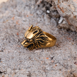 Modischer Tier-<span class=keywords><strong>Ring</strong></span> Schmuck Punk Klobiger Wolfskopf Herrenring Edelstahlring für Männer - Product Image 5