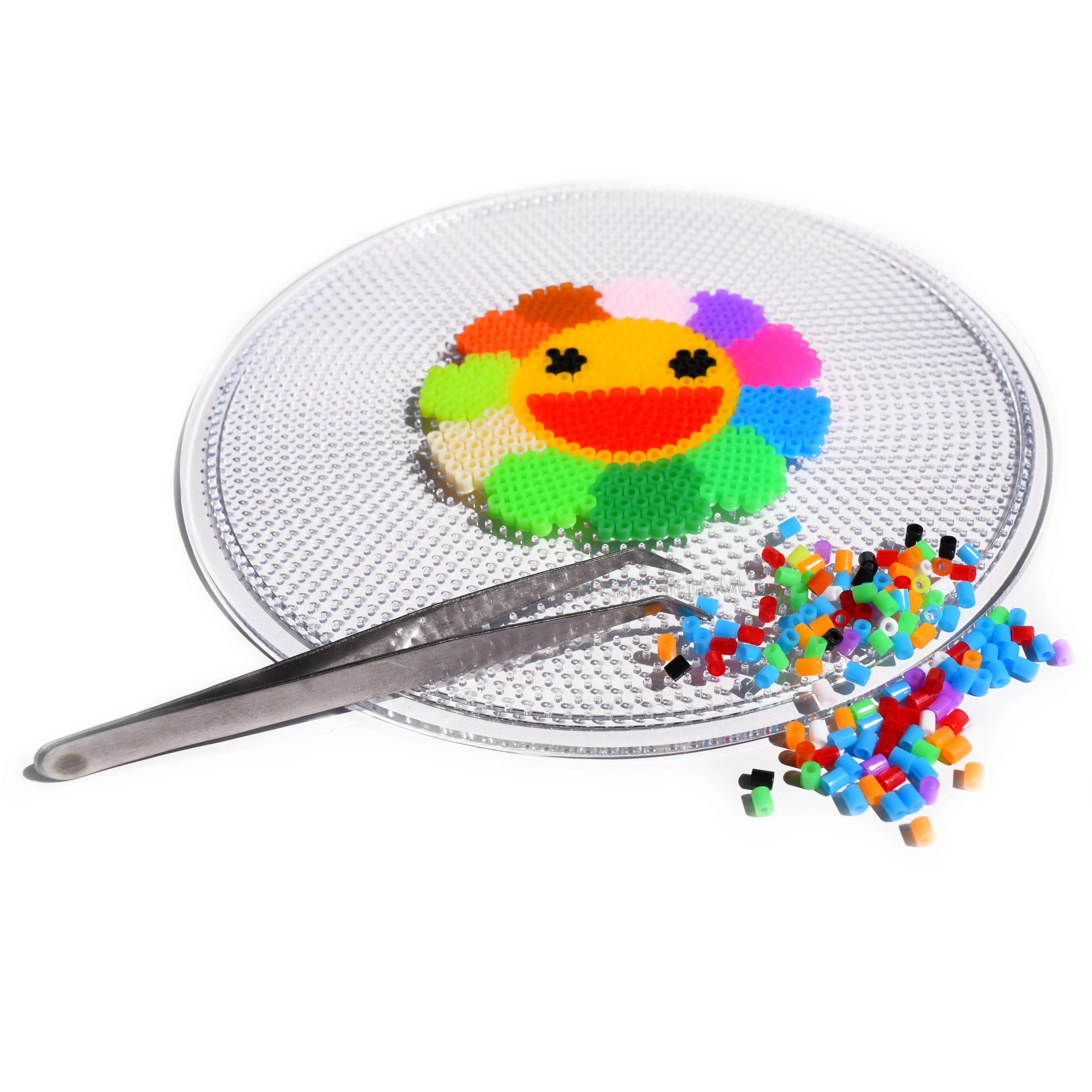 Grosir 2.6mm mainan anak Puzzle bulat transparan persegi heksagonal papan plastik peler Hama Fuse Beads Pegboard untuk anak-anak