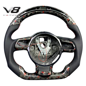 Volante de fibra de carbono real personalizado estilo deportivo de carreras, accesorios interiores para coche V8carbon para A3 S3 <span class=keywords><strong>RS3</strong></span> <span class=keywords><strong>8P</strong></span>, piezas de modificación de automóviles. - Product Image 4